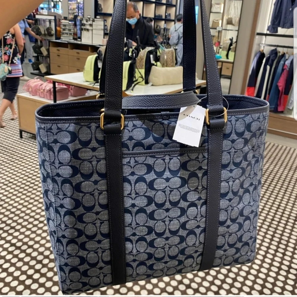 🎀NWT Coach Hudson Double Handle Tote In Signature Chambray 💖 - Picture 6 of 12